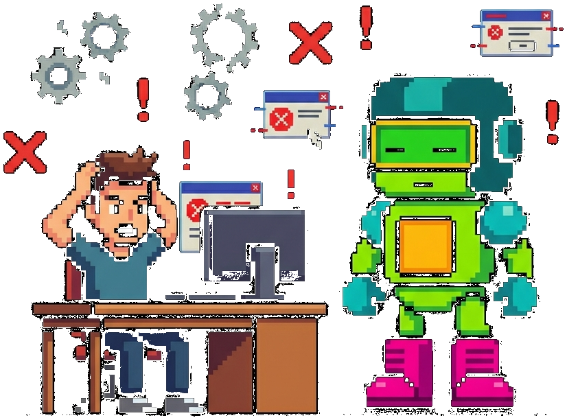 Frustrated user while robot agent acts robotically